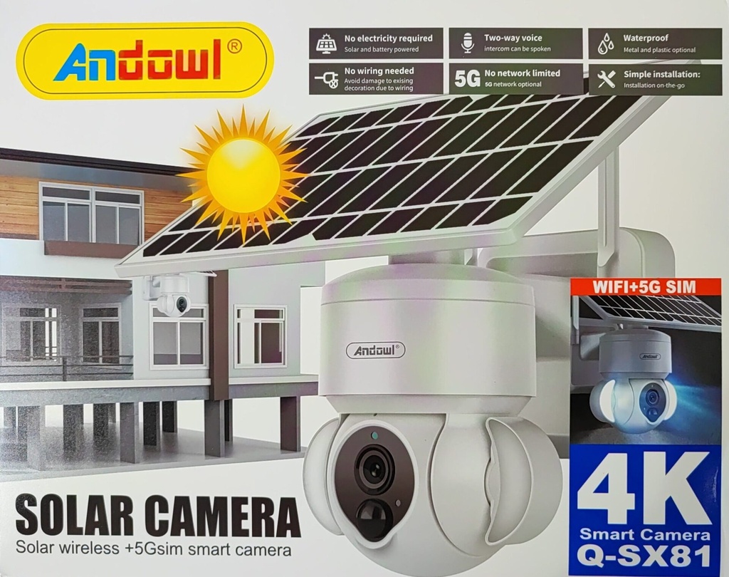 Andowl Q-SX81 4K Solar Camera Wireless +5G Sim Smart Camera