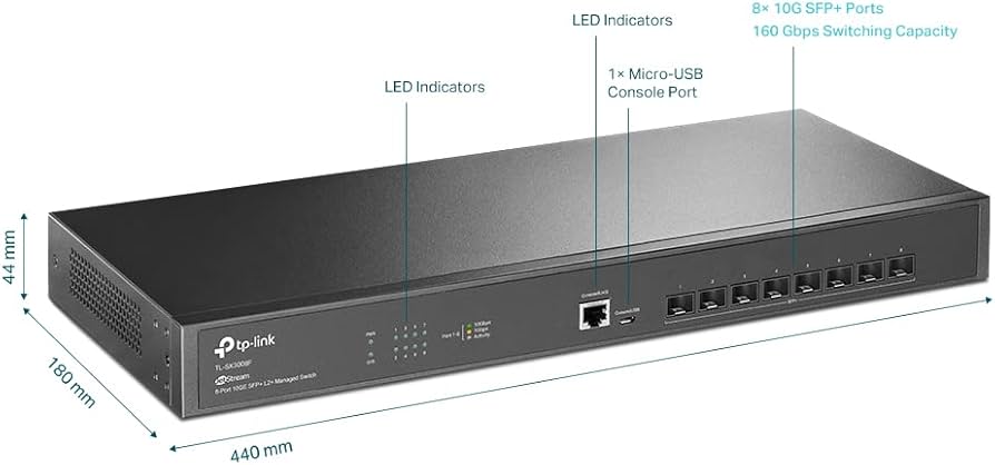 TP Link TL-SX3008F Jetstream 8-Port 10GE SFP + L2+ Managed Switch