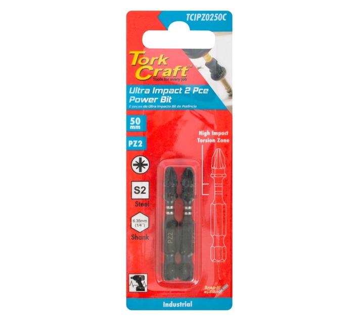 Tork Craft TCPH0225C PH2 Ultra Impact 2 Pce Insert Bit
